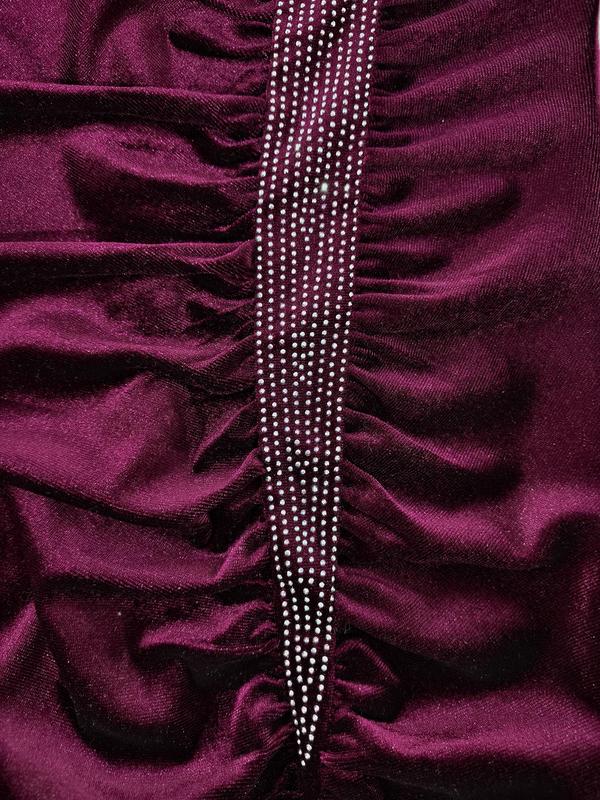 Women's Rhinestone Decor Ruched Split Thigh Dress, Elegant Long Sleeve  Evening Party Gown, Women's Clothing for Fall & Winter